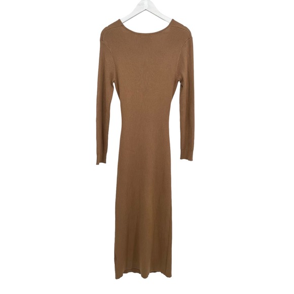 House of Harlow 1960 Long Sleeve Twist Front Ribbed Fitted Midi Dress Size Large - Picture 10 of 12